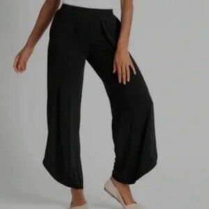 Betabrand Medium Black Wide-Leg All Day Loungers Pants Overlap side slits